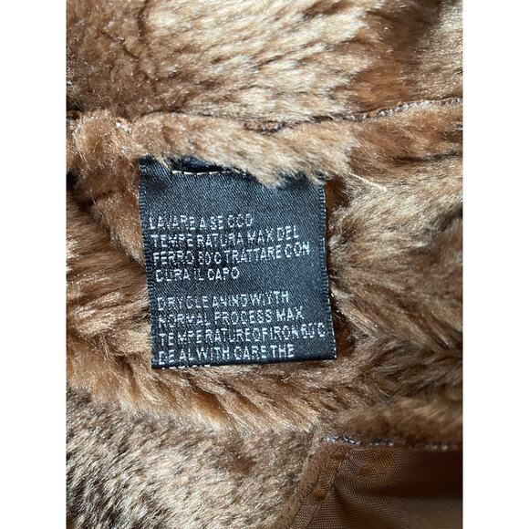 Womans Dream Lady Vntg Faux Suede/Sherling Jacket w/ Stitching, Brown, L, Italy - Picture 8 of 9